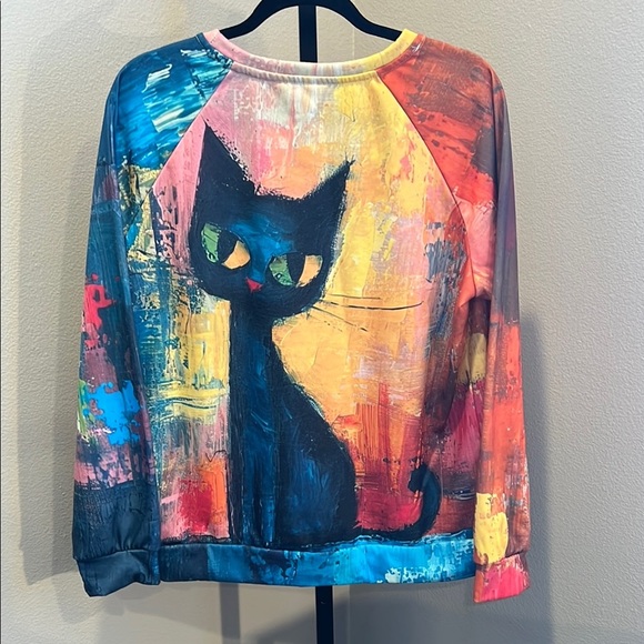 Colorful Cat Print long sleeve shirt - Picture 3 of 3